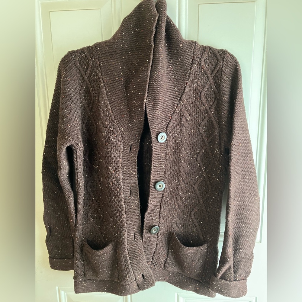 Eddie Bauer button front shawl collar sweater